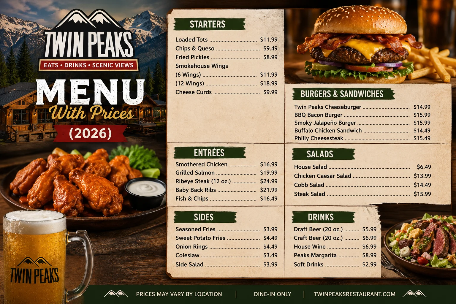 Twin Peaks Menu With Prices (2026)