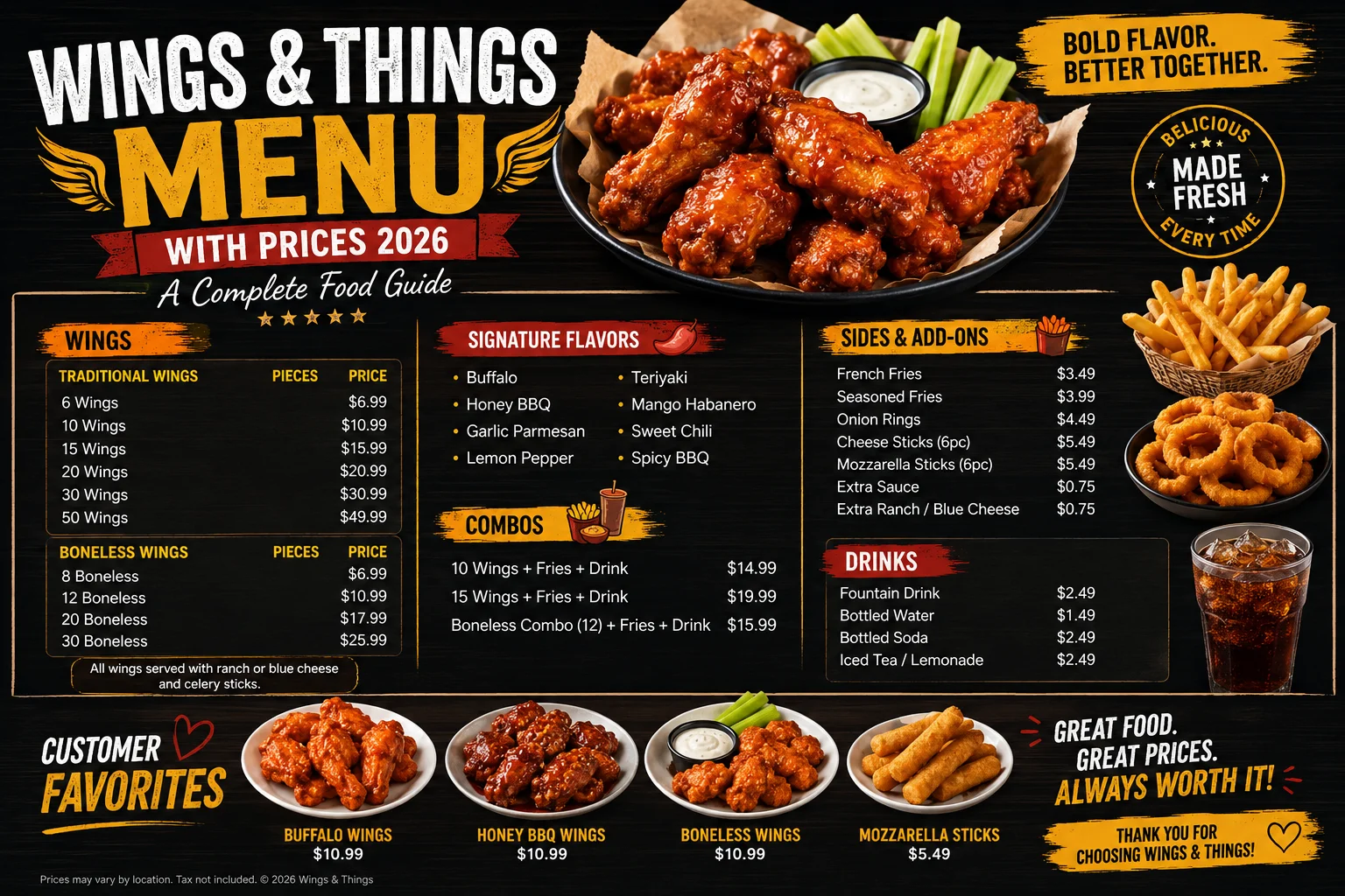Wings & Things Menu