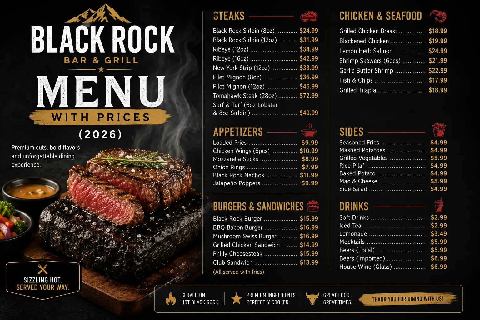 black rock menu