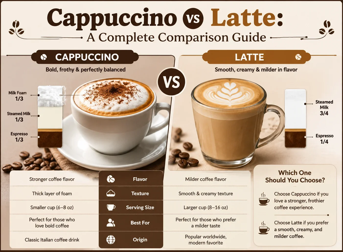Cappuccino vs Latte