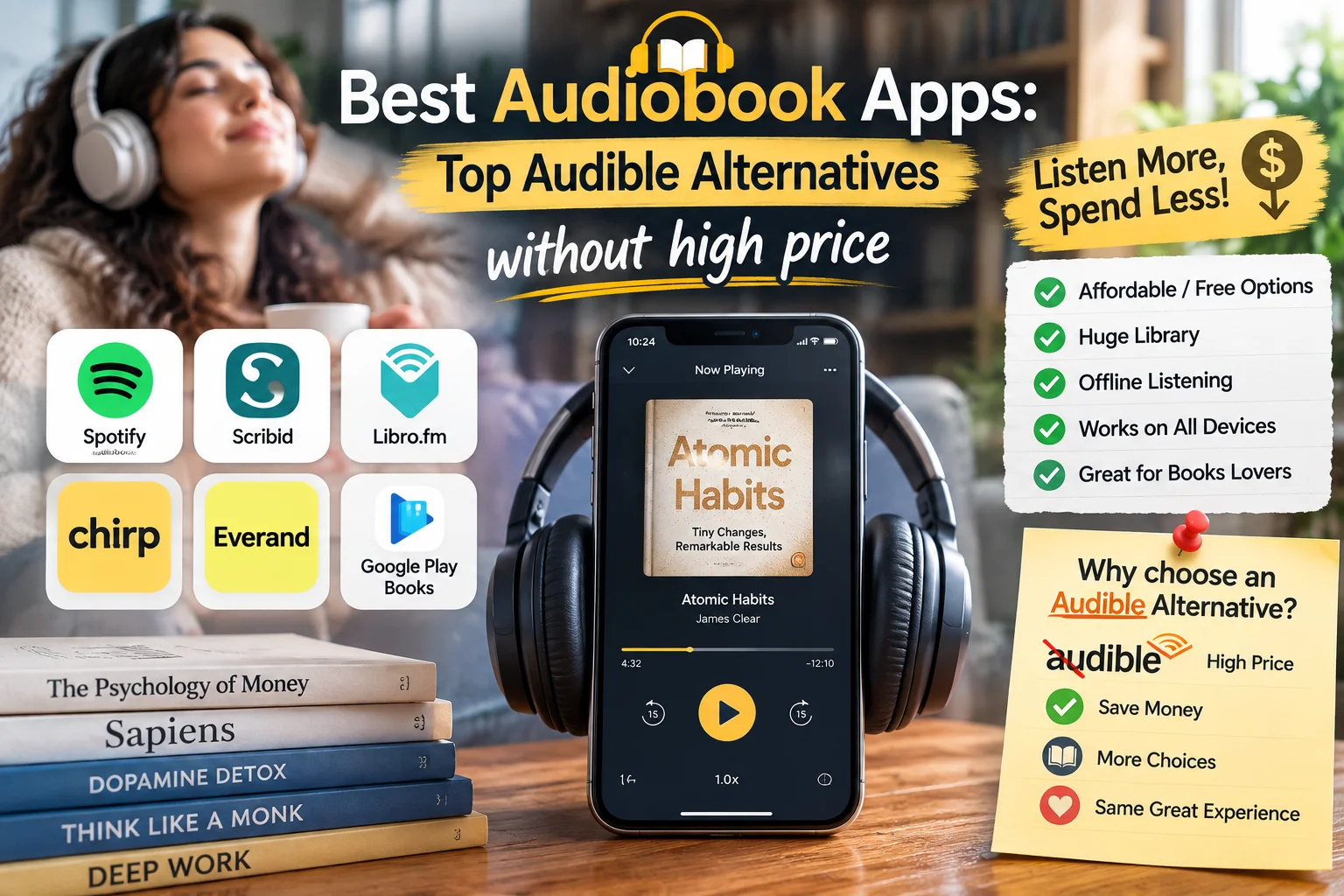 Best Audiobook Apps: Top Audible Alternatives without high price