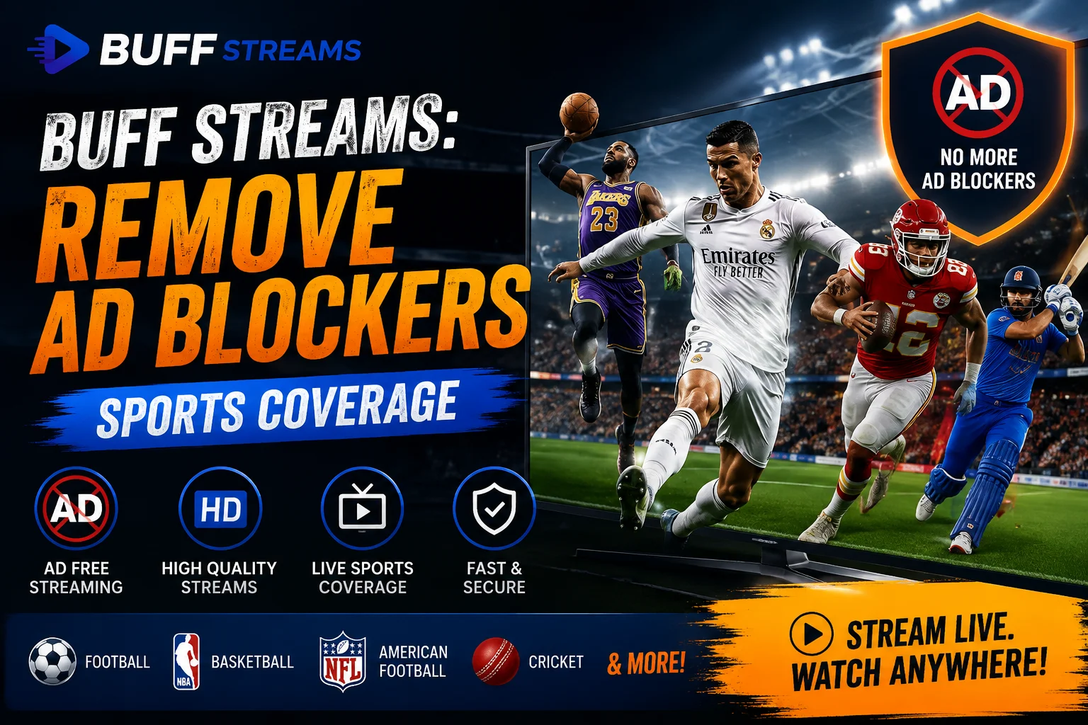 Buff Streams:Remove add blockers Sports coverage