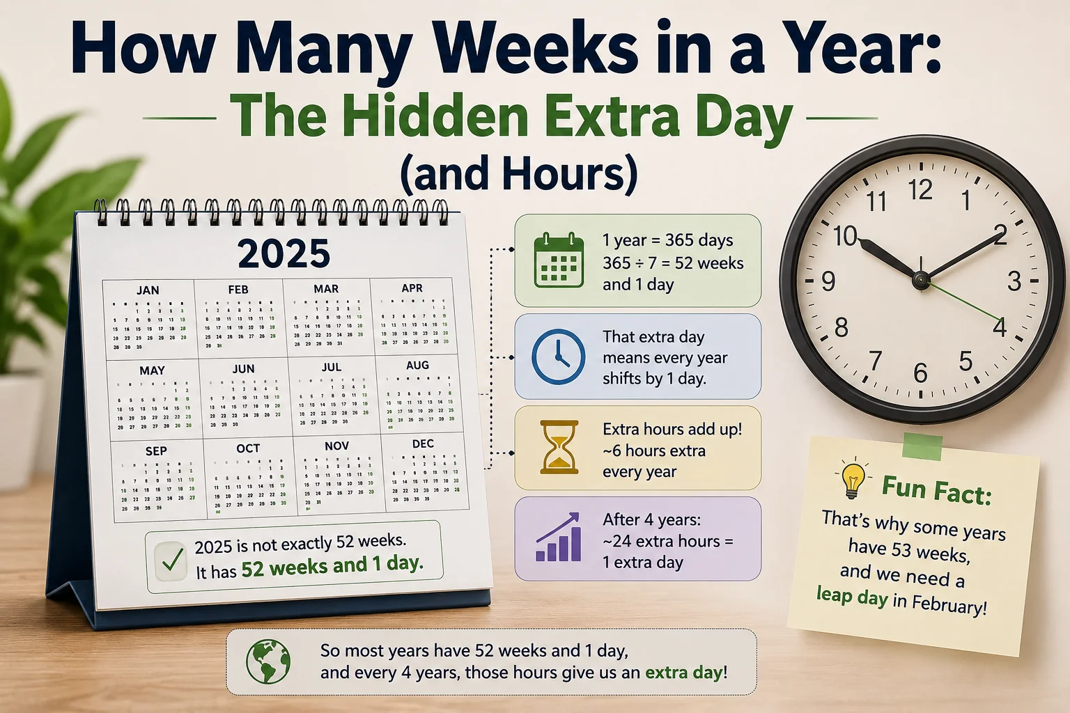 How Many Weeks in a Year:The Hidden Extra Day (and Hours)