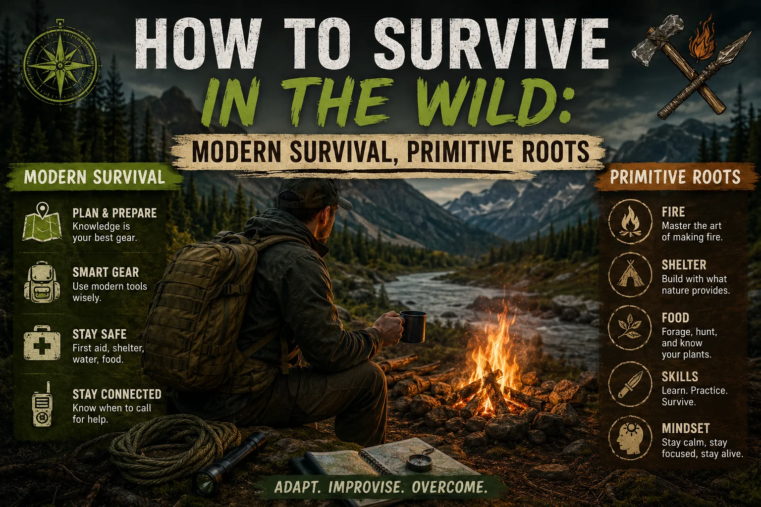 How to survive in the wild: Modern Survival, Primitive Roots